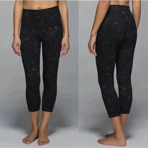 Lululemon Wunder Under Crop II *Full-On Luon Roll Down Star Crushed Coal Black